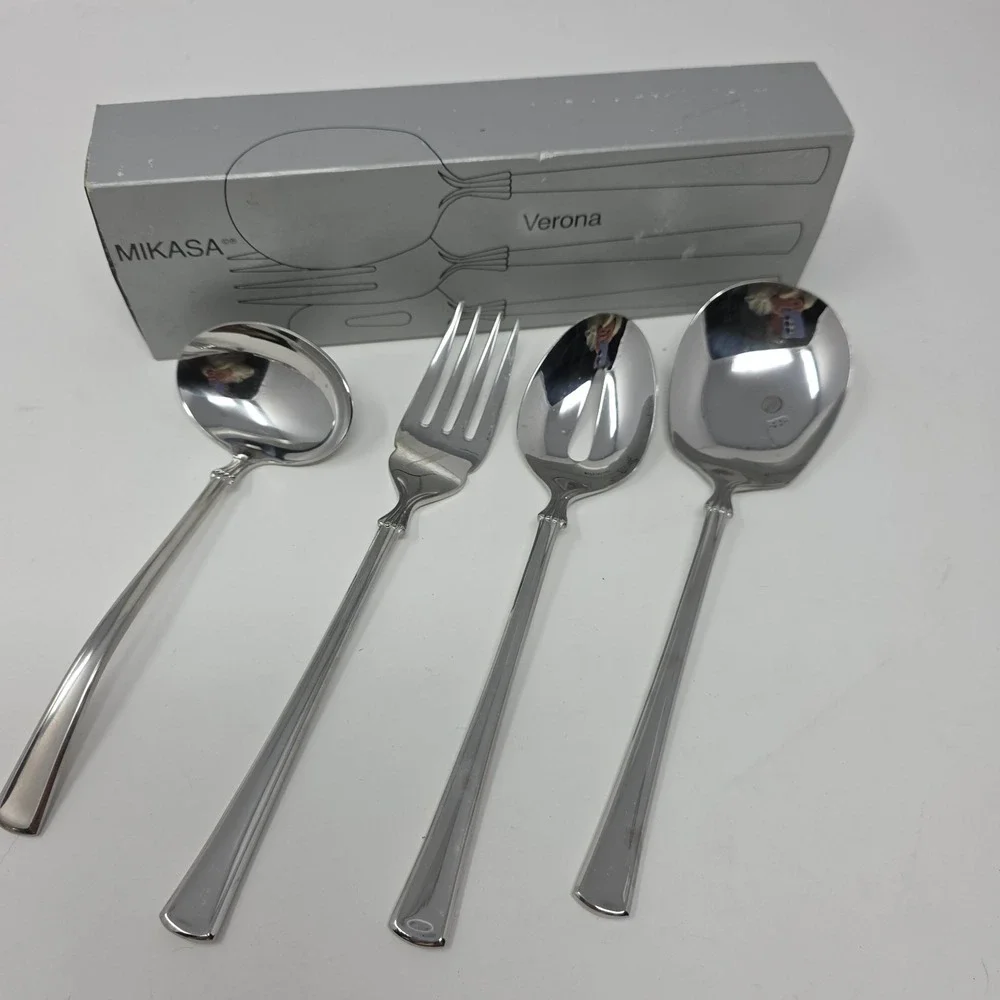 Mikasa Verona Hostess Serving Set Unisex OS Silver‎ 18/8 Stainless 4 Piece Boxed